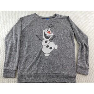 Disney Sweater Frozen Olaf  SZ Large Grey White Pullover Crew Neck Soft Cozy